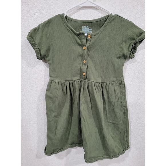 Cat & Jack Green Girls Button‎ Front Dress size Medium #6 - Picture 1 of 3